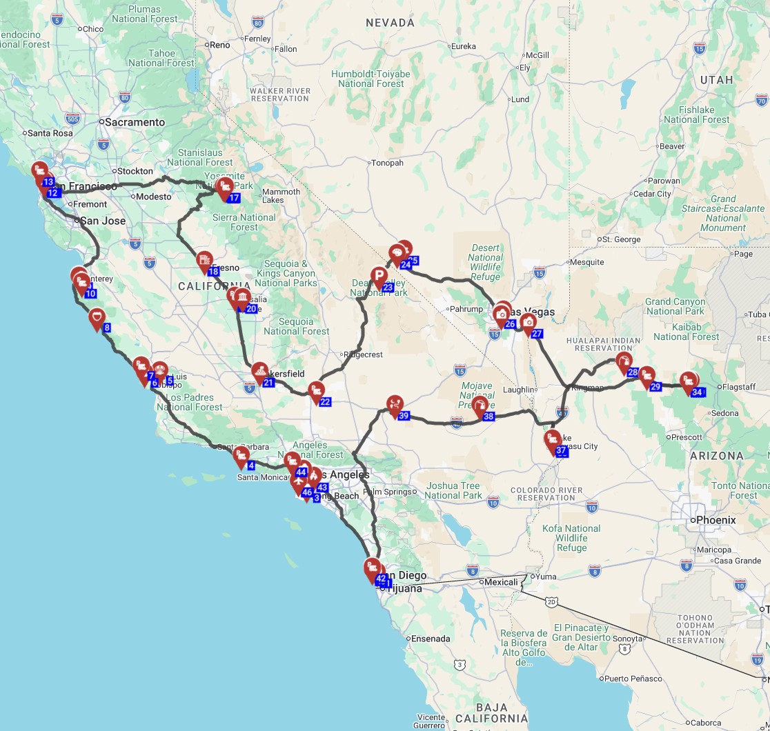 תכנון מסלול טיול קרוואנים בארהב מלוס אנגלס